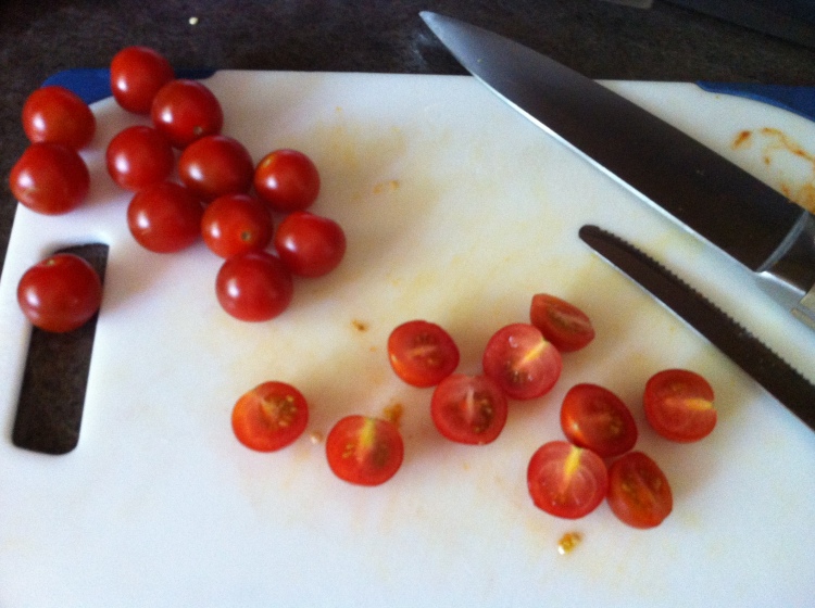 The first cherry tomatoes were out! These little guys became salad fodder. 